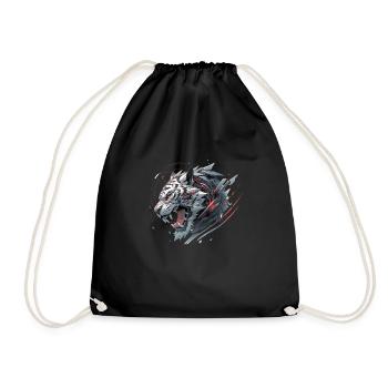Mecha Animal Tiger Wolf Fox Dino Bear Cyborg - Drawstring Bag - black - Front