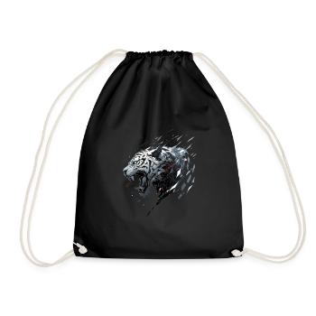 Mecha Animal Tiger Wolf Fox Dino Bear Cyborg - Drawstring Bag - black - Front