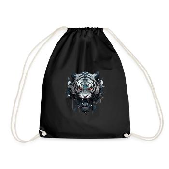 Mecha Animal Tiger Wolf Fox Dino Bear Cyborg - Drawstring Bag - black - Front