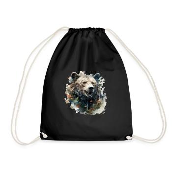 Bear Nature Environment Environmental Protection - Drawstring Bag - black - Front