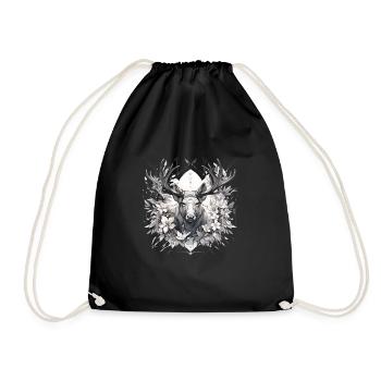 Elk deer nature Scandinavian forest - Drawstring Bag - black - Front