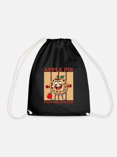 Apple pie playing football - Drawstring Bag - black