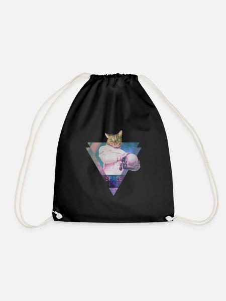 SPACE CAT - Drawstring Bag - black