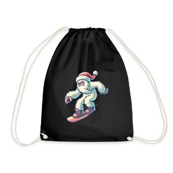 Snowboarden Yeti in Santa Hat - Turnbeutel - Schwarz - Vorne