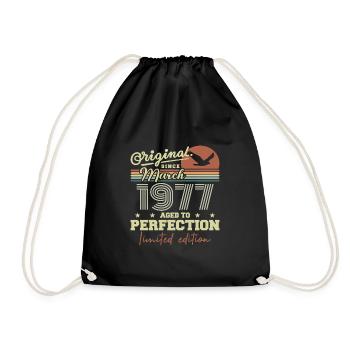 Birthday March 1977 - Drawstring Bag - black - Front