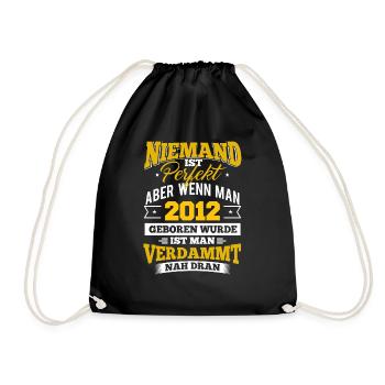 2012 Geburtsjahr Geburtstag Geburt geboren - Turnbeutel - Schwarz - Vorne