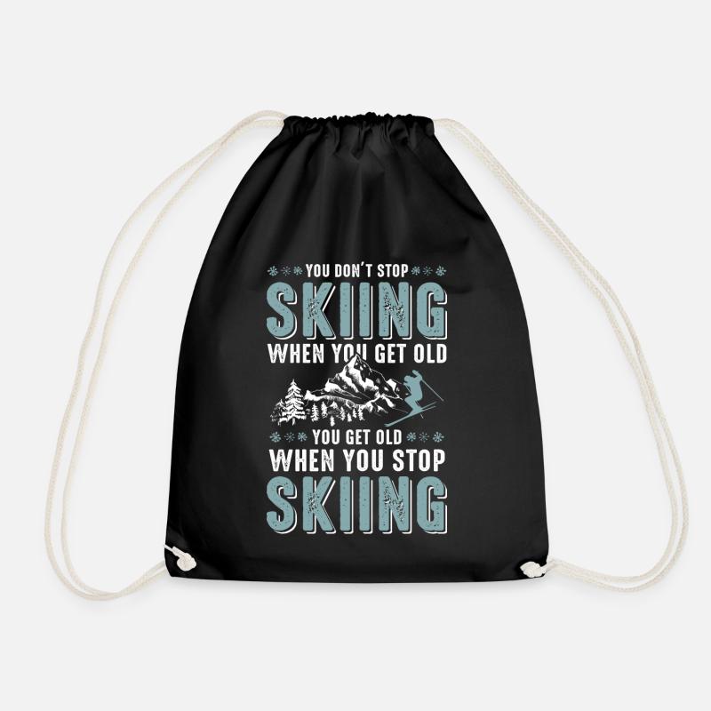 skiing funny saying - Drawstring Bag - black