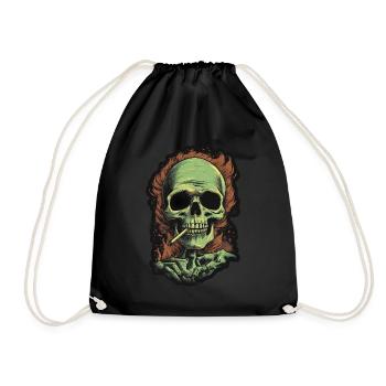 Smoking Skull - Turnbeutel - Schwarz - Vorne