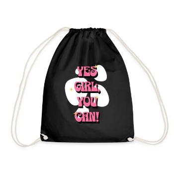 les filles, tu peux ! | Affirmations positives rose - Sac de sport léger - noir - Devant