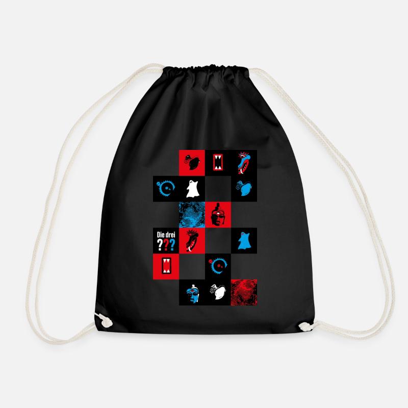 Die Drei ??? Cooles Kacheldesign - Turnbeutel - Schwarz