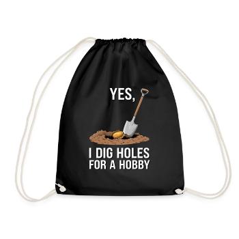 Metal Detector Holes Digging Hobby Treasure Hunter - Drawstring Bag - black - Front