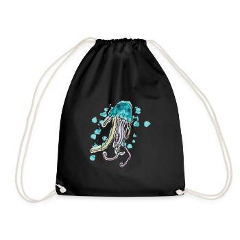 Watercolor Jellyfish Design for Sea Lovers - Drawstring Bag - black - Front