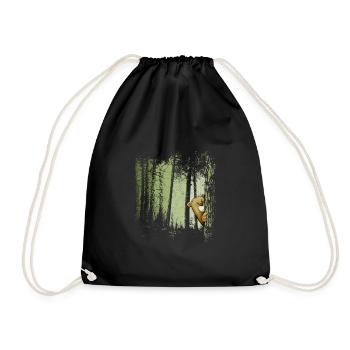 Funny comic bear hidden in the forest - Drawstring Bag - black - Front