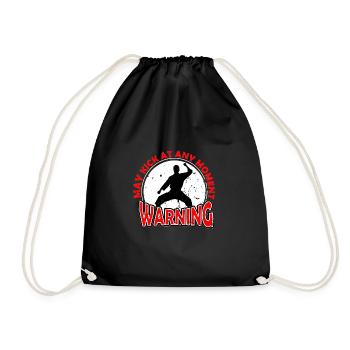 WARNING - May kick at any Moment T-Shirt - Turnbeutel - Schwarz - Vorne