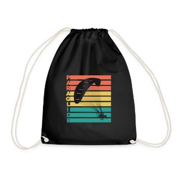 Retro Graphic Paragliding Paraglider Parachute Sky - Turnbeutel - Schwarz - Vorne