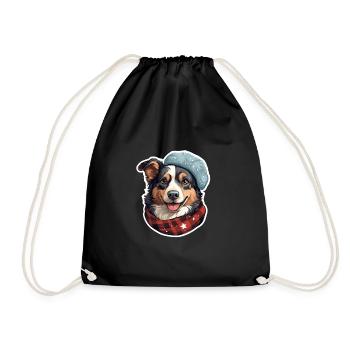 Scarf wearers in the dog winter land - Drawstring Bag - black - Front