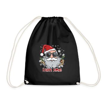 Ich hasse Weihnachten lustig Anti Weihnachten Weihnachtsmann - Turnbeutel - Schwarz - Vorne