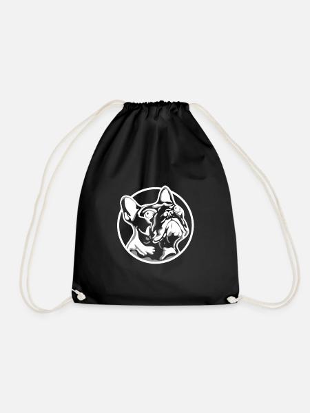 French bulldog - Drawstring Bag - black