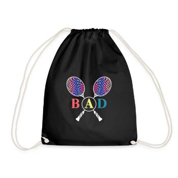 badminton crossminton badminton racket - Drawstring Bag - black - Front