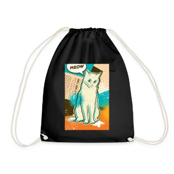 Katze MEOW, pop art, Collage - Turnbeutel - Schwarz - Vorne