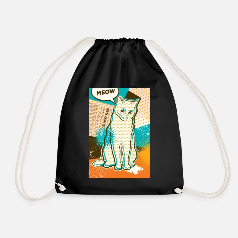 Chat MEOW, pop art, collage - Sac de sport léger - noir