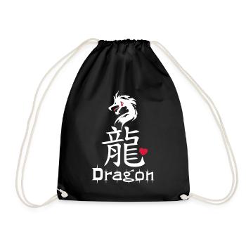 ❤️👄🐉Dragon en caractère chinois-Dragon d'amour- 龍 - Sac de sport léger - noir - Devant