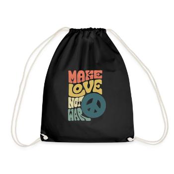 Make love not war. Stop the War Peace Sign - Drawstring Bag - black - Front