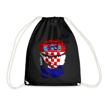 Flagge Kroatiens, zerbrochener oder zerrissener Stoffeffekt - Turnbeutel - Schwarz - Vorne