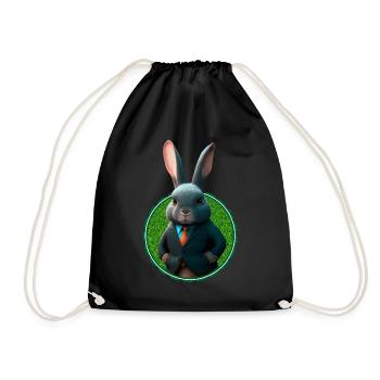 Business Hase im Anzug - Turnbeutel - Schwarz - Vorne