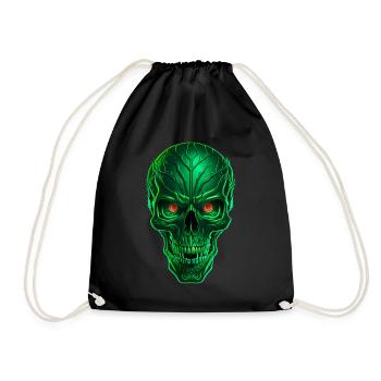 Green Techno Skull - Drawstring Bag - black - Front