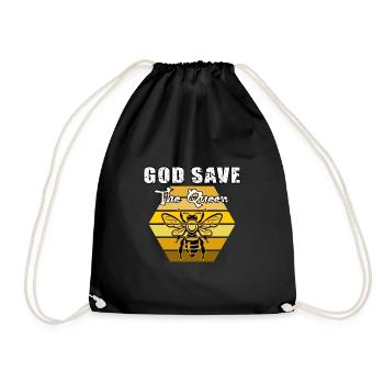 Imker Bienenkönigin "god save the queen"retro wabe - Turnbeutel - Schwarz - Vorne