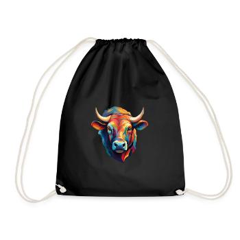 Cow's head modern - Drawstring Bag - black - Front