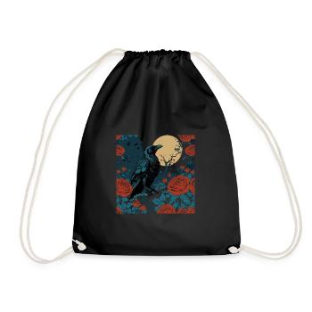 Raven over the moon - Drawstring Bag - black - Front