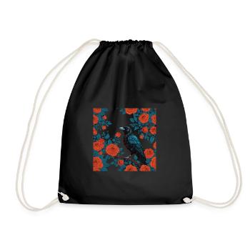 Gothic Rabe und rote Rosen - Turnbeutel - Schwarz - Vorne