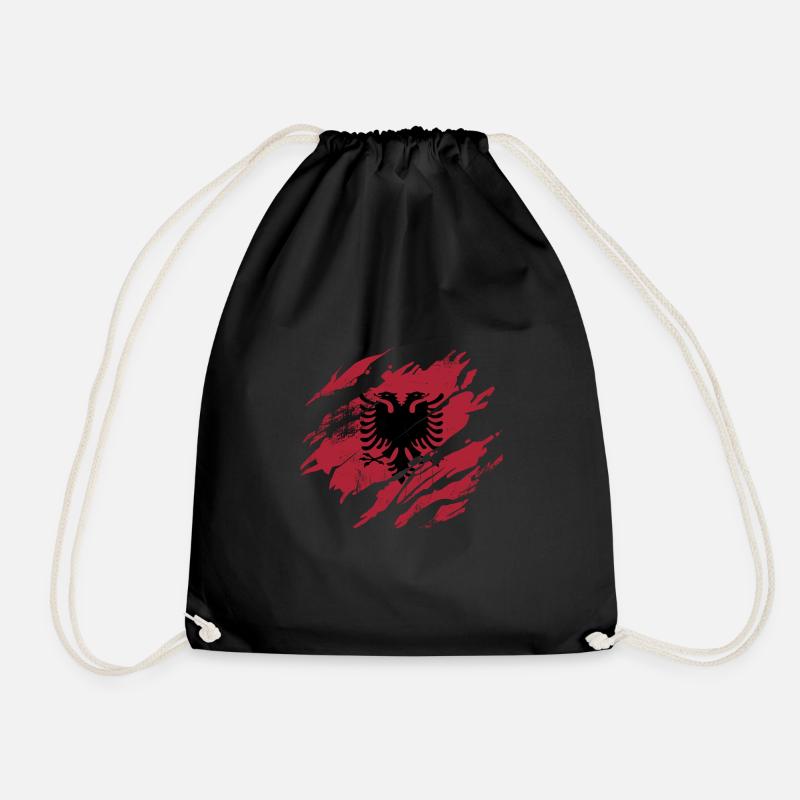 shqiptar albaner - Drawstring Bag - black