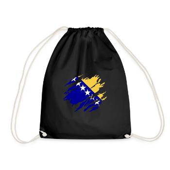 Flagge Bosnien bosnisches - Turnbeutel - Schwarz - Vorne