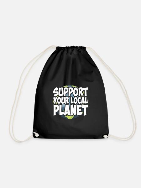 Support Your Local Planet | Umwelt Klimaschutz - Turnbeutel - Schwarz