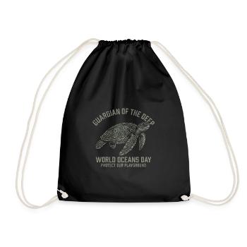 Guardian of the Deep – World Oceans Day Turtle - Drawstring Bag - black - Front