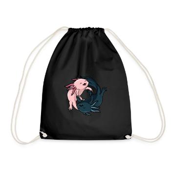 Axolotl Yin Yang Gift Cute kawaii japan - Drawstring Bag - black - Front