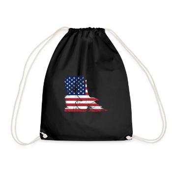 Flagge USA Adler - Turnbeutel - Schwarz - Vorne