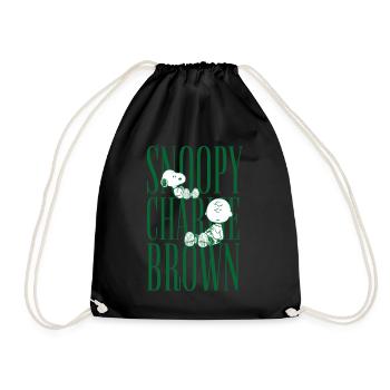 Peanuts Design With Snoopy And Charlie Brown - Drawstring Bag - black - Front