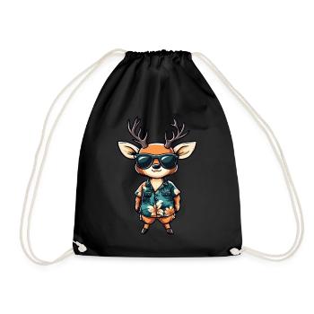 Deer Comic Funny Summer - Drawstring Bag - black - Front