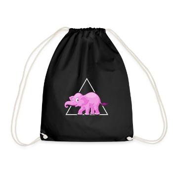 Elephant pachyderm pink elephant in the porcelain shop - Drawstring Bag - black - Front