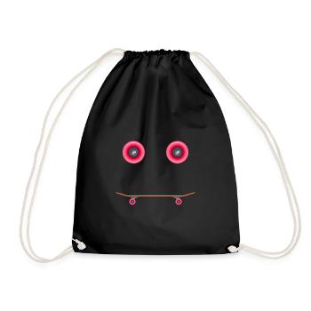 skater skateboard sk8 halfpipe skateboarder - Drawstring Bag - black - Front