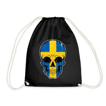 TOTENKOPF SCHWEDEN FAHNE - Turnbeutel - Schwarz - Vorne