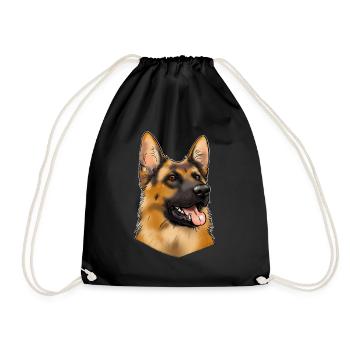 Tête de berger allemand (pour textiles foncés) - Sac de sport léger - noir - Devant