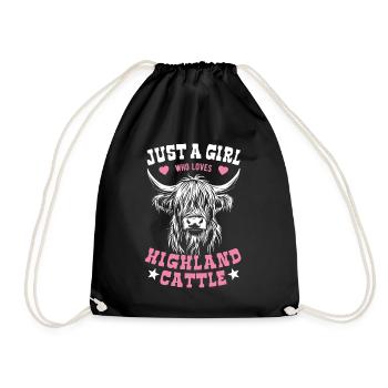 Juste une fille qui aime les bovins Highland - Spruch - Sac de sport léger - noir - Devant