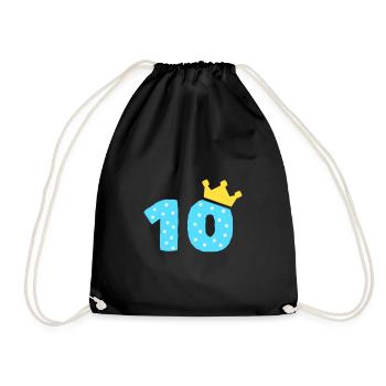 10 Krone 10. Geburtstag 10 Jahre - Turnbeutel - Schwarz - Vorne