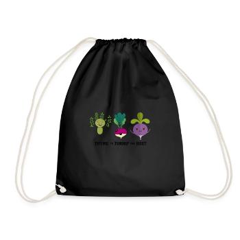 Thyme To Turnip The Beet Funny Vegetable Motif - Drawstring Bag - black - Front