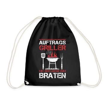 Auftragsgriller BBQ Grill Grillmeister Grillparty - Turnbeutel - Schwarz - Vorne